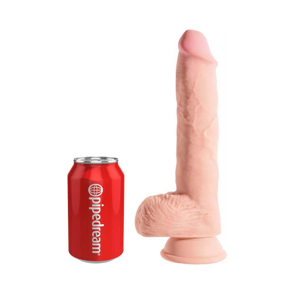 King Cock Triple Density 10 Inches Fat Dildo With Balls Beige