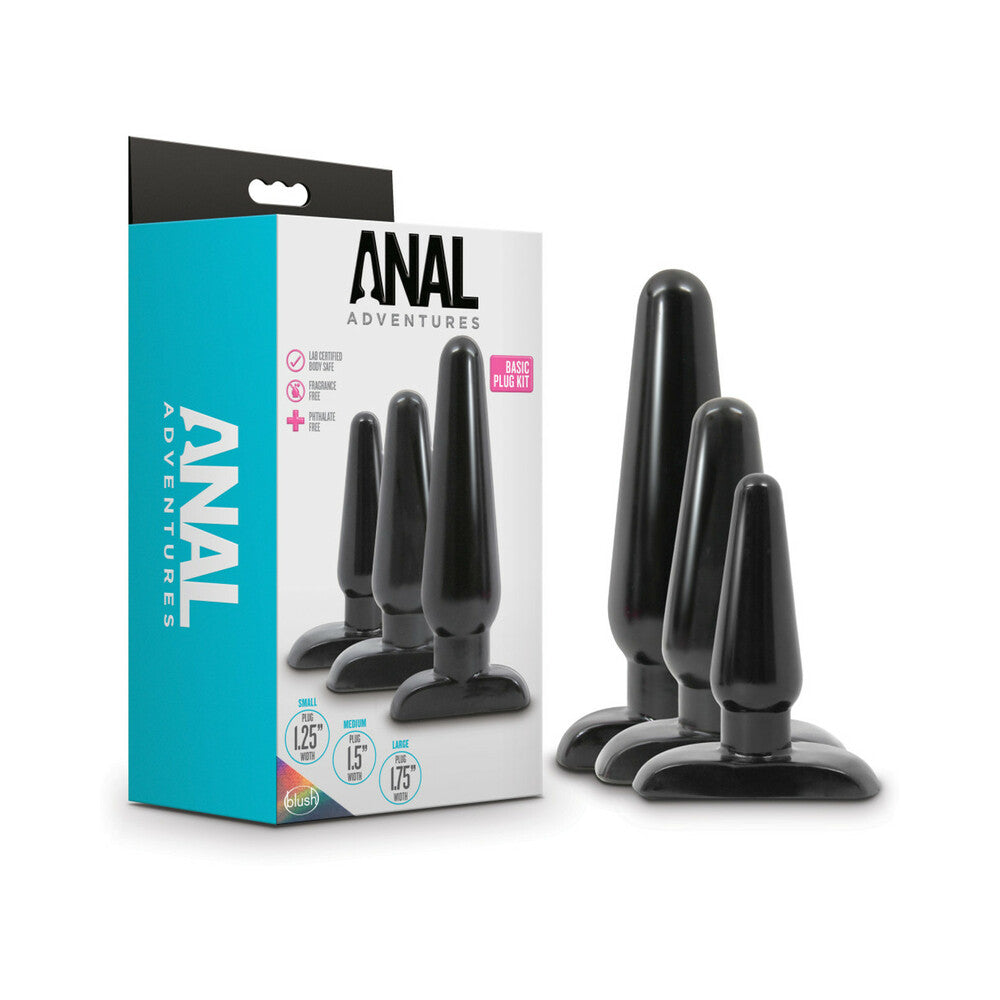 Anal Adventures Basic Plug Kit - Black