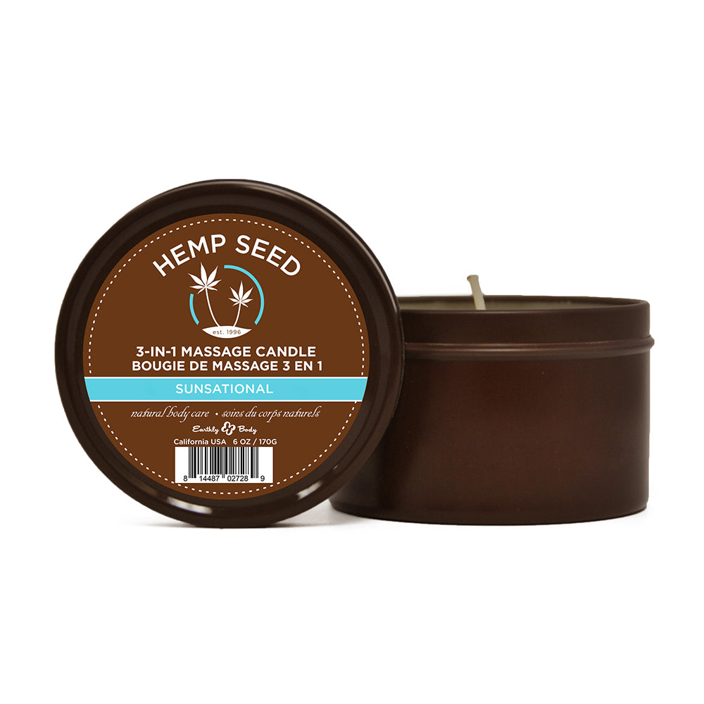 Earthly Body Suntouched Hemp Candle - 6 Oz Round Tin Sunsational