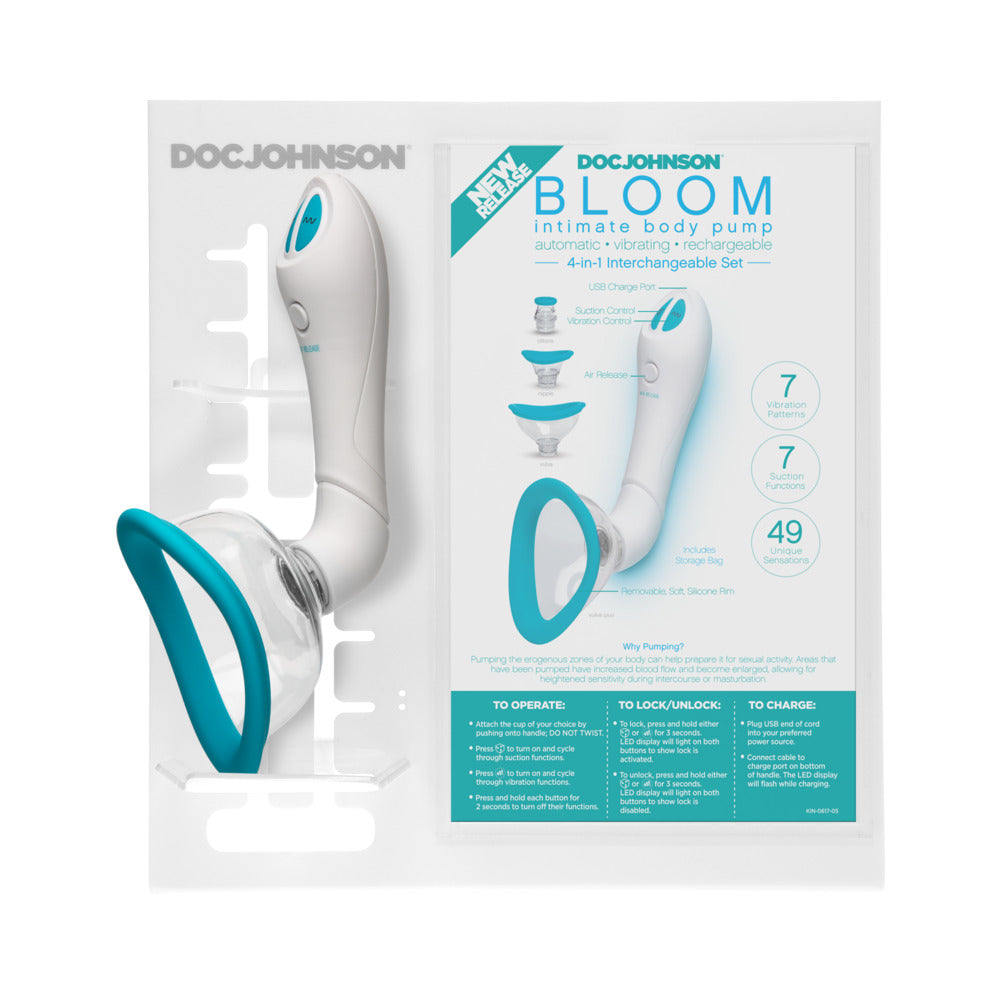 Bloom Intimate Body Automatic Vibrating Rechargeable Pump - Sky Blue/White