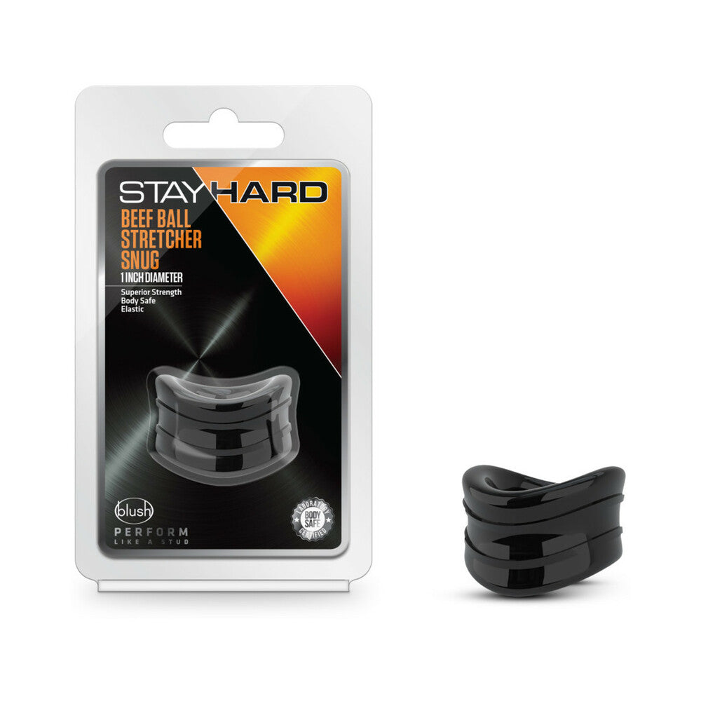 Stay Hard Beef Ball Snug Stretcher 1&quot; Black