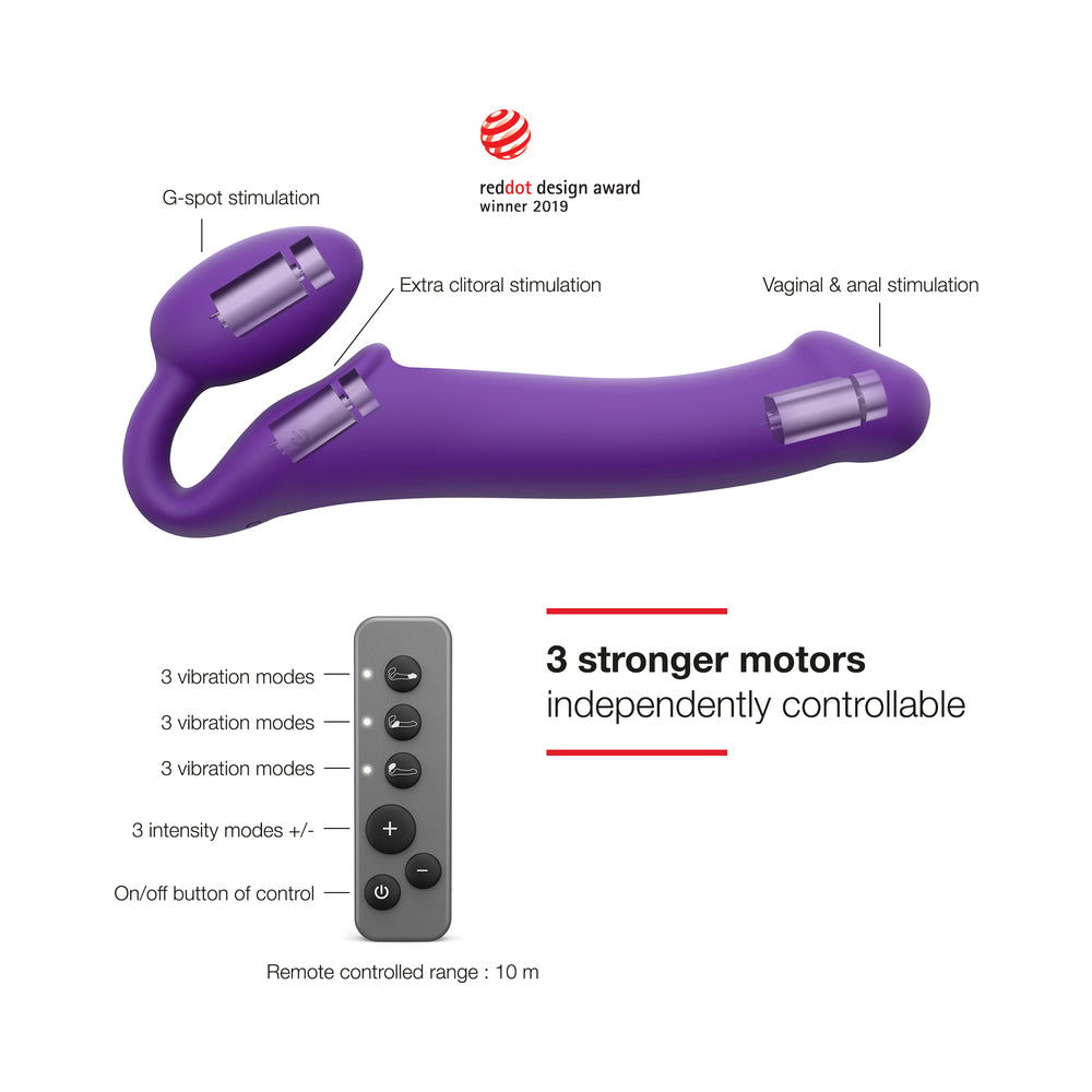 Strap-On-Me Vibrating 3 Motors Strap On Xl Purple