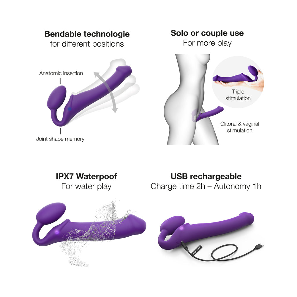 Strap-On-Me Vibrating 3 Motors Strap On Xl Purple