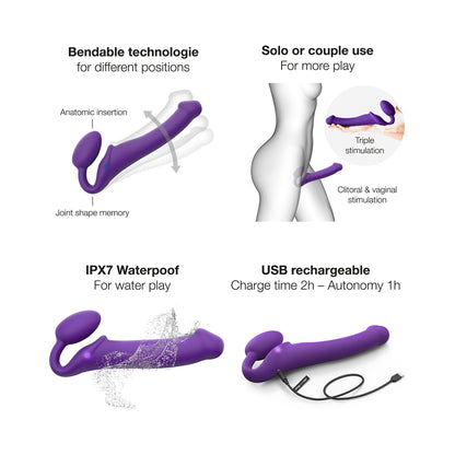 Strap-On-Me Vibrating 3 Motors Strap On Xl Purple