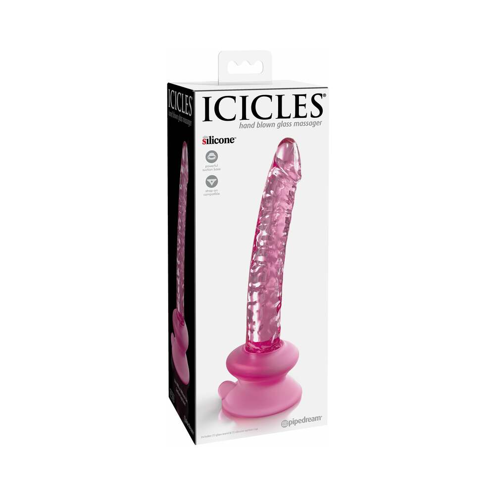 Icicles No. 86 - Glass Suction Cup Dildo - Pink