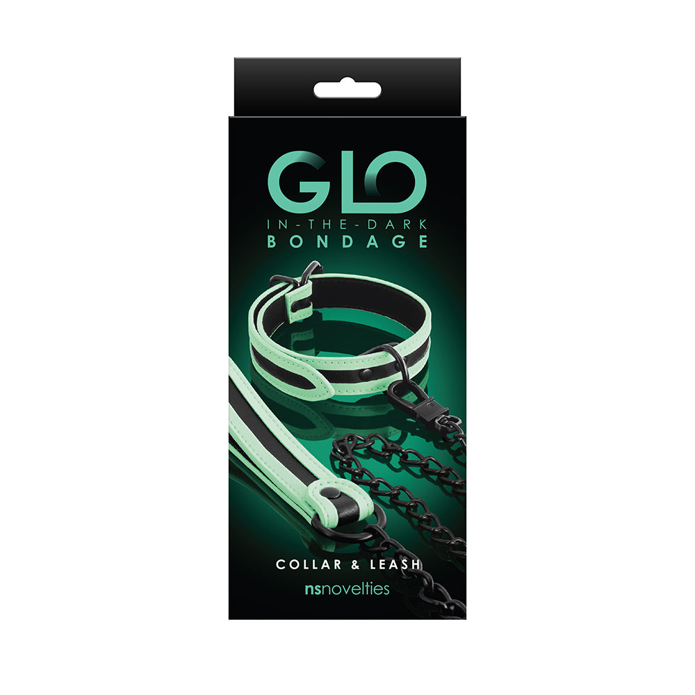 Glo Bondage Collar And Leash Green