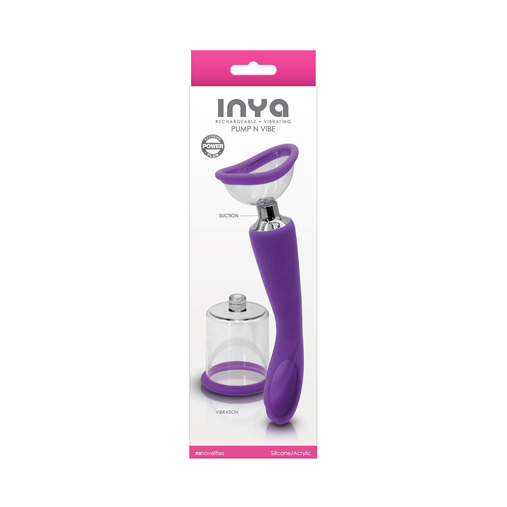 Inya Pump And Vibe With Interchangeable Suction Cups - Purple