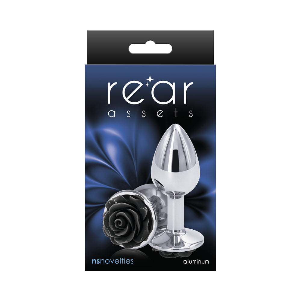 Rear Assets Rose Anal Plug - Small - Black