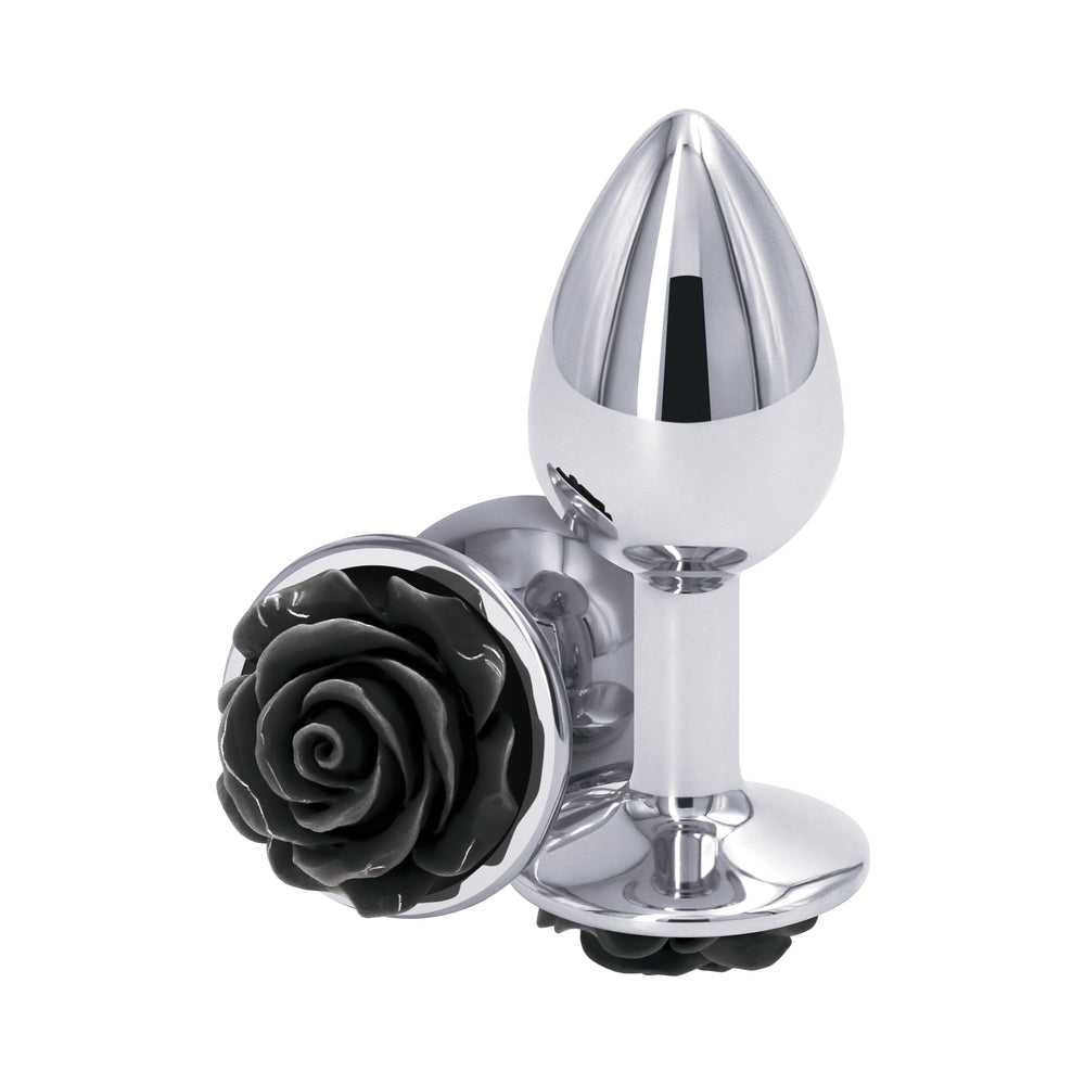 Rear Assets Rose Anal Plug - Small - Black