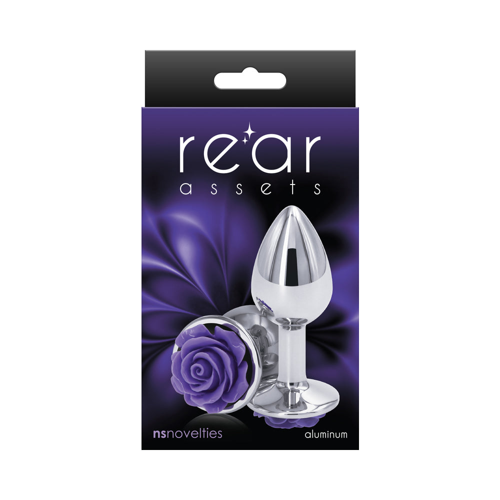 Rear Assets Rose Anal Plug - Small - Purple