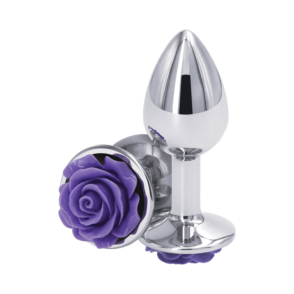 Rear Assets Rose Anal Plug - Small - Purple