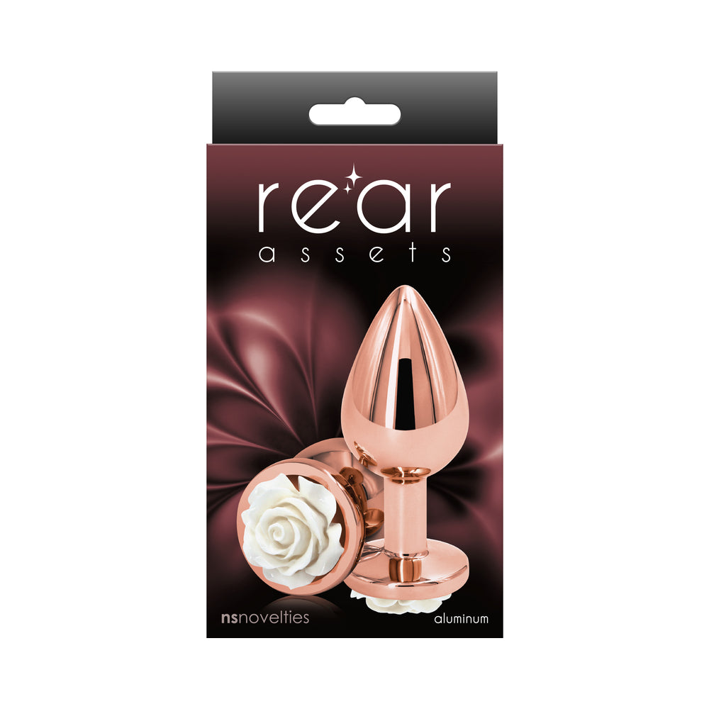 Rear Assets Rose Anal Plug - Medium - White