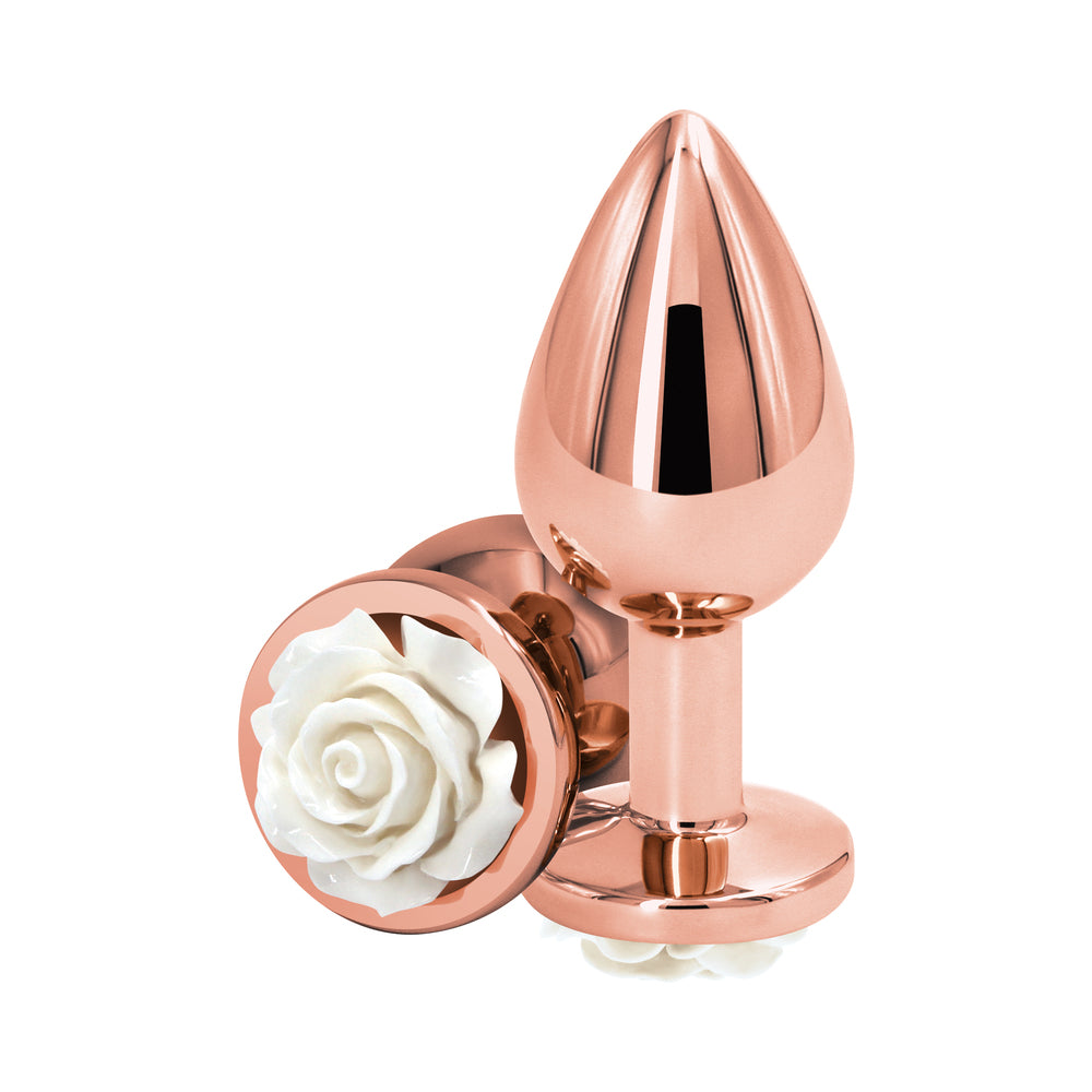 Rear Assets Rose Anal Plug - Medium - White