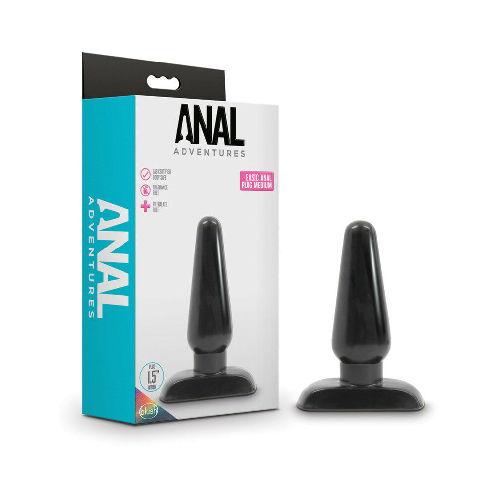 Anal Adventures Basic Anal Plug - Medium Black