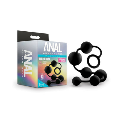 Anal Adventures Platinum Silicone Anal Beads - Large Black