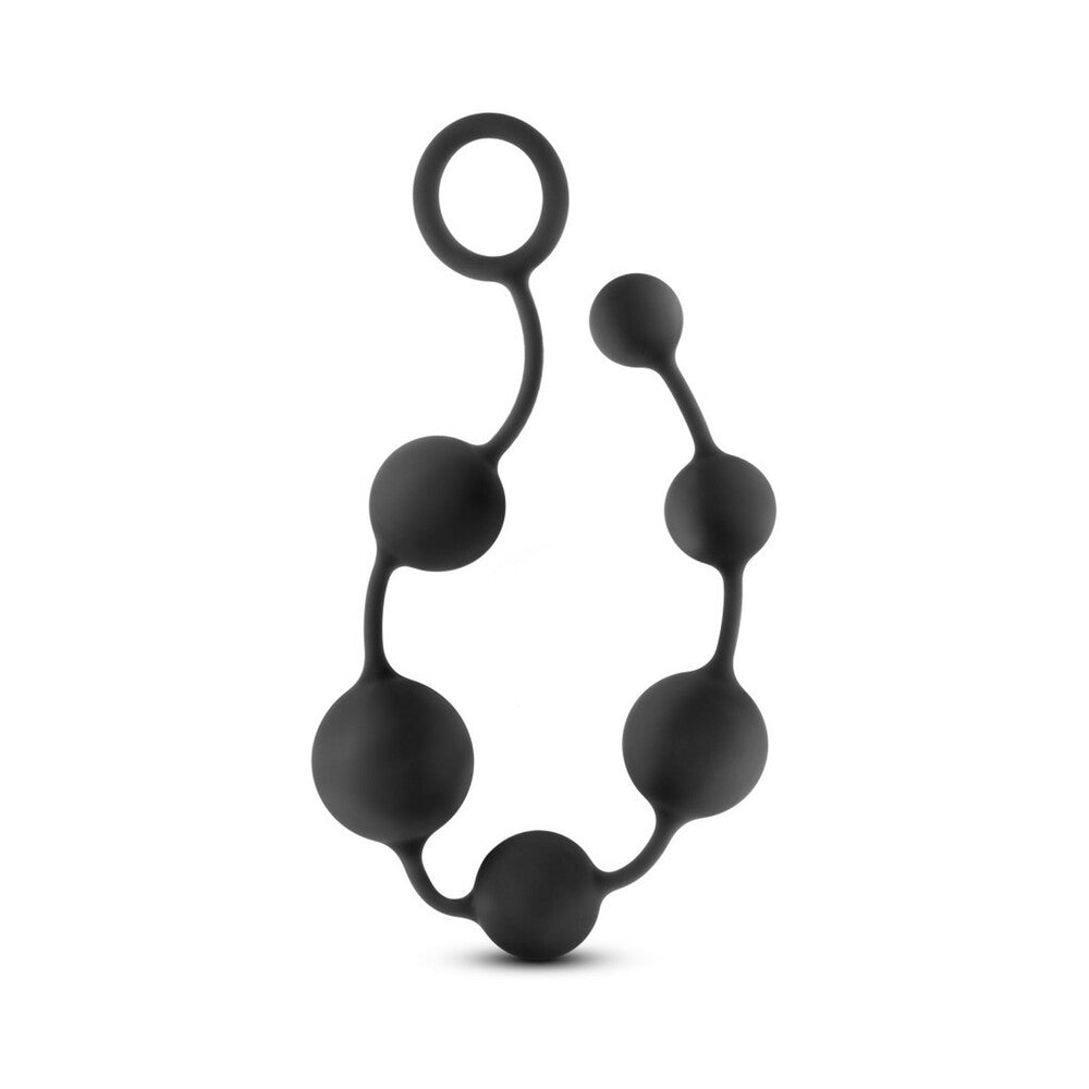 Anal Adventures Platinum Silicone Anal Beads - Large Black