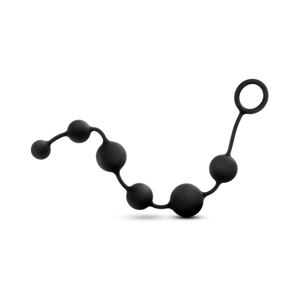 Anal Adventures Platinum Silicone Anal Beads - Large Black