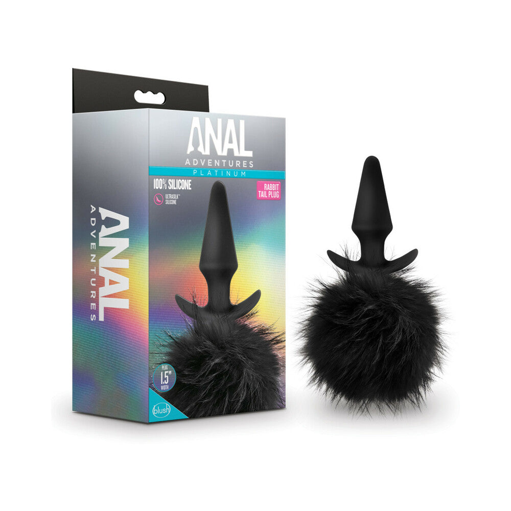 Anal Adventures Platinum Rabbit Tail Plug - Black