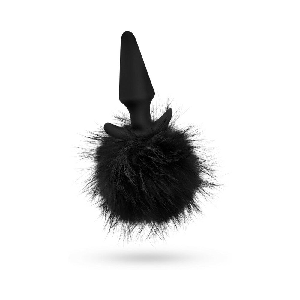 Anal Adventures Platinum Rabbit Tail Plug - Black