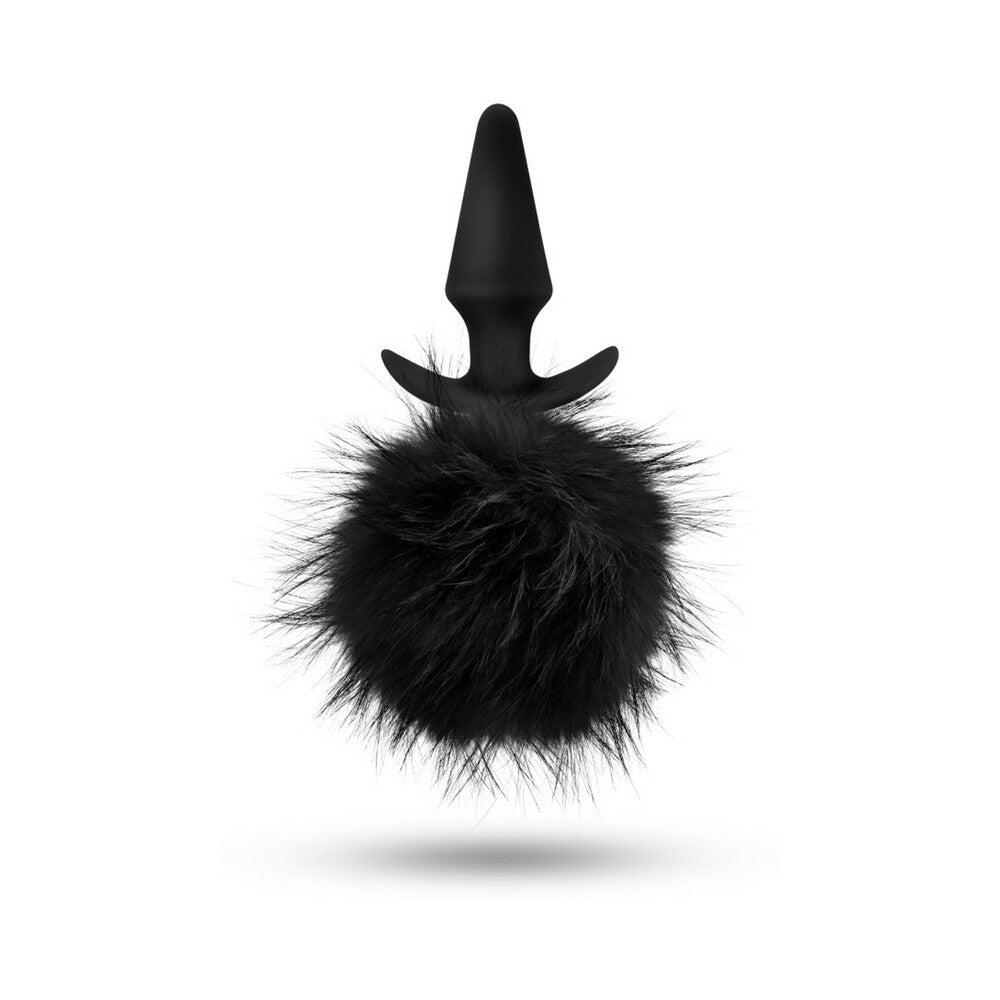 Anal Adventures Platinum Rabbit Tail Plug - Black