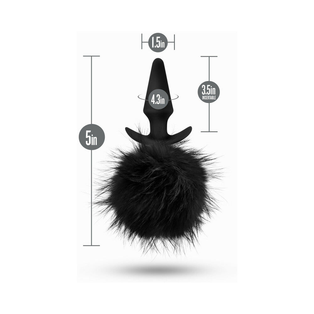 Anal Adventures Platinum Rabbit Tail Plug - Black