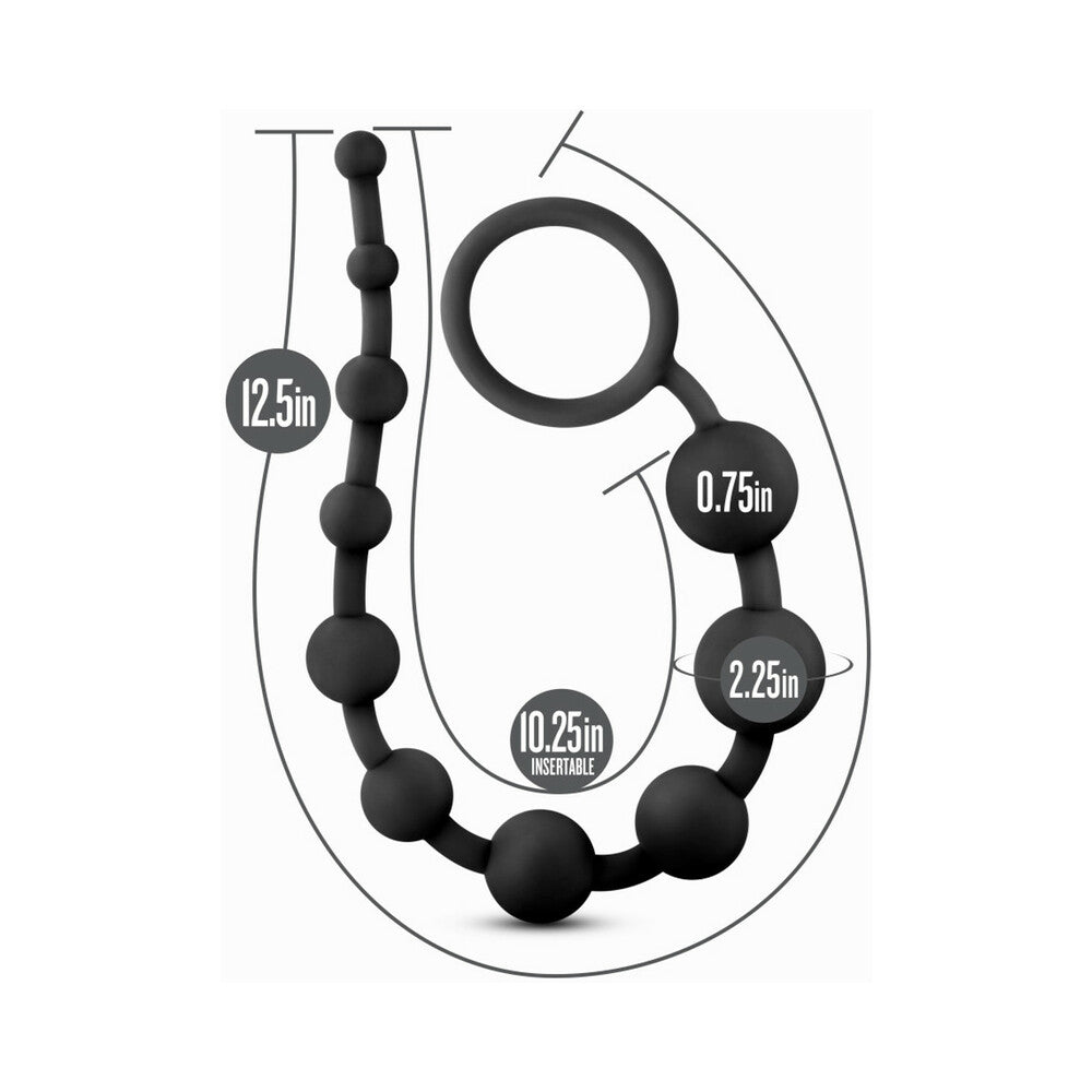 Anal Adventures Platinum Silicone 10 Anal  Beads - Black