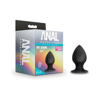 Anal Adventures Platinum Silicone Anal Stout Plug - Medium Black