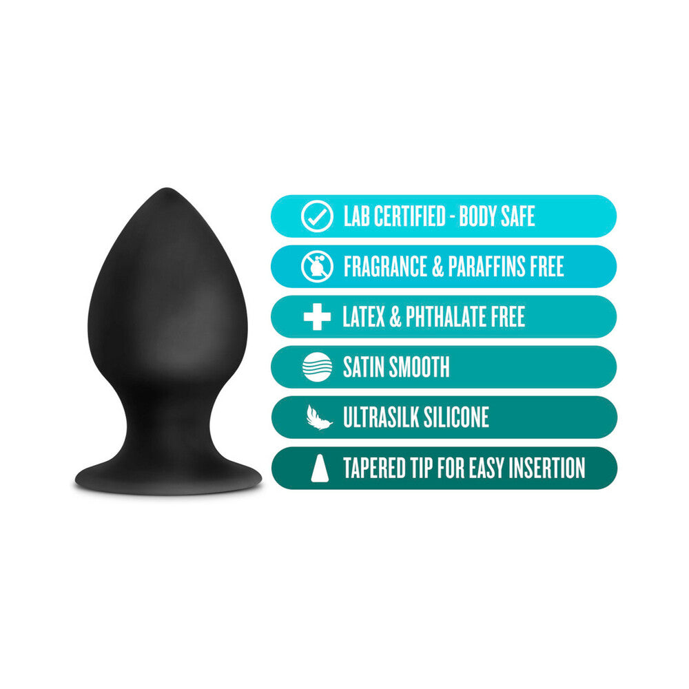 Anal Adventures Platinum Silicone Anal Stout Plug - Medium Black