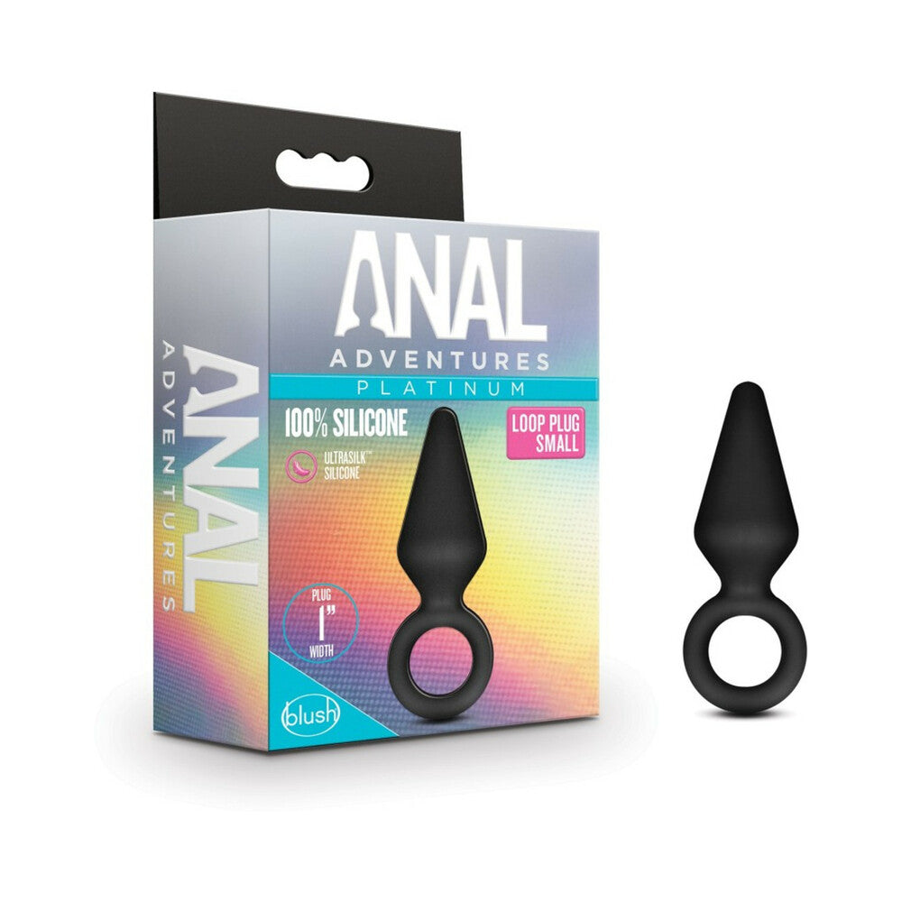 Anal Adventures Platinum Silicone Loop Plug - Small Black