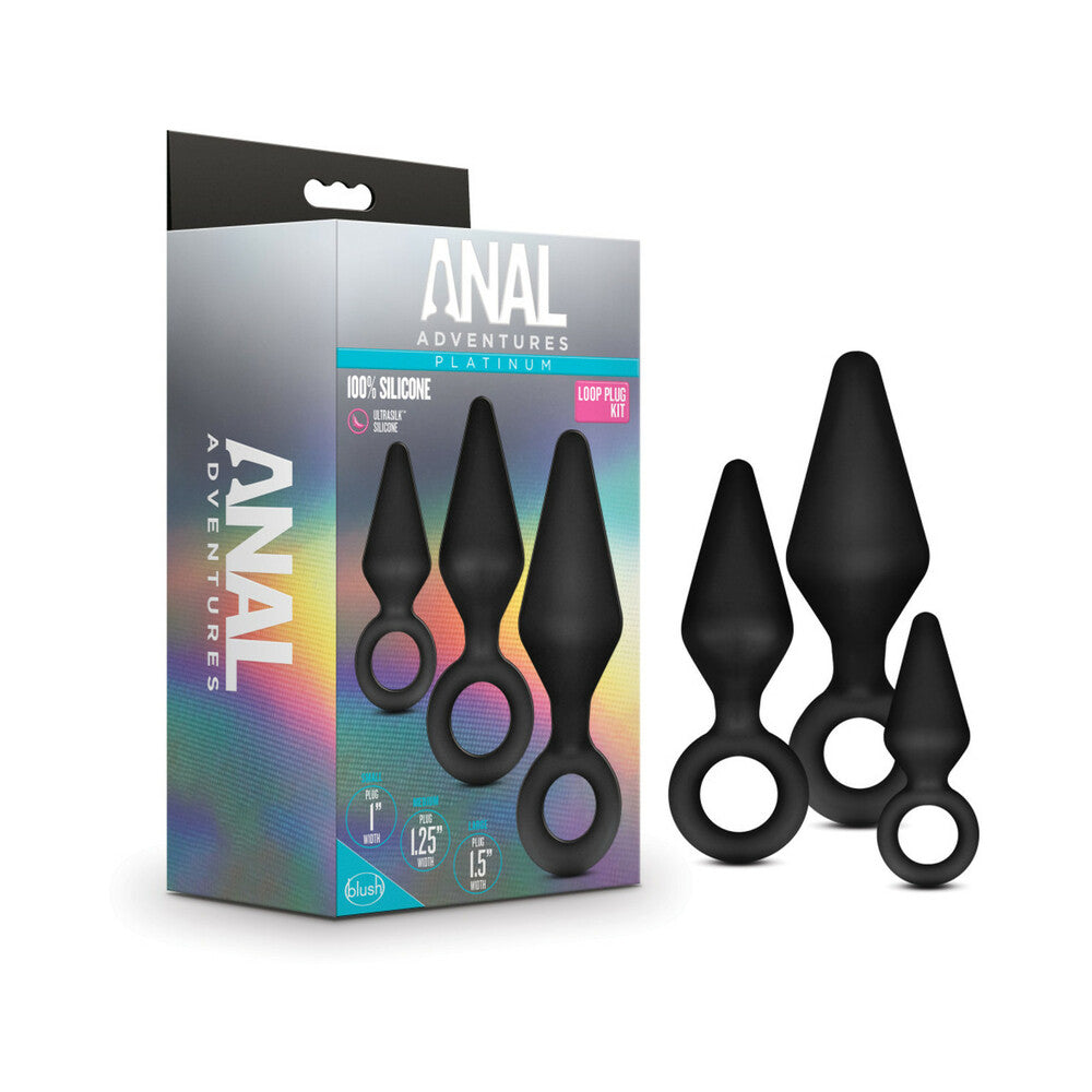 Anal Adventures Platinum Silicone Loop Plug Kit - Black