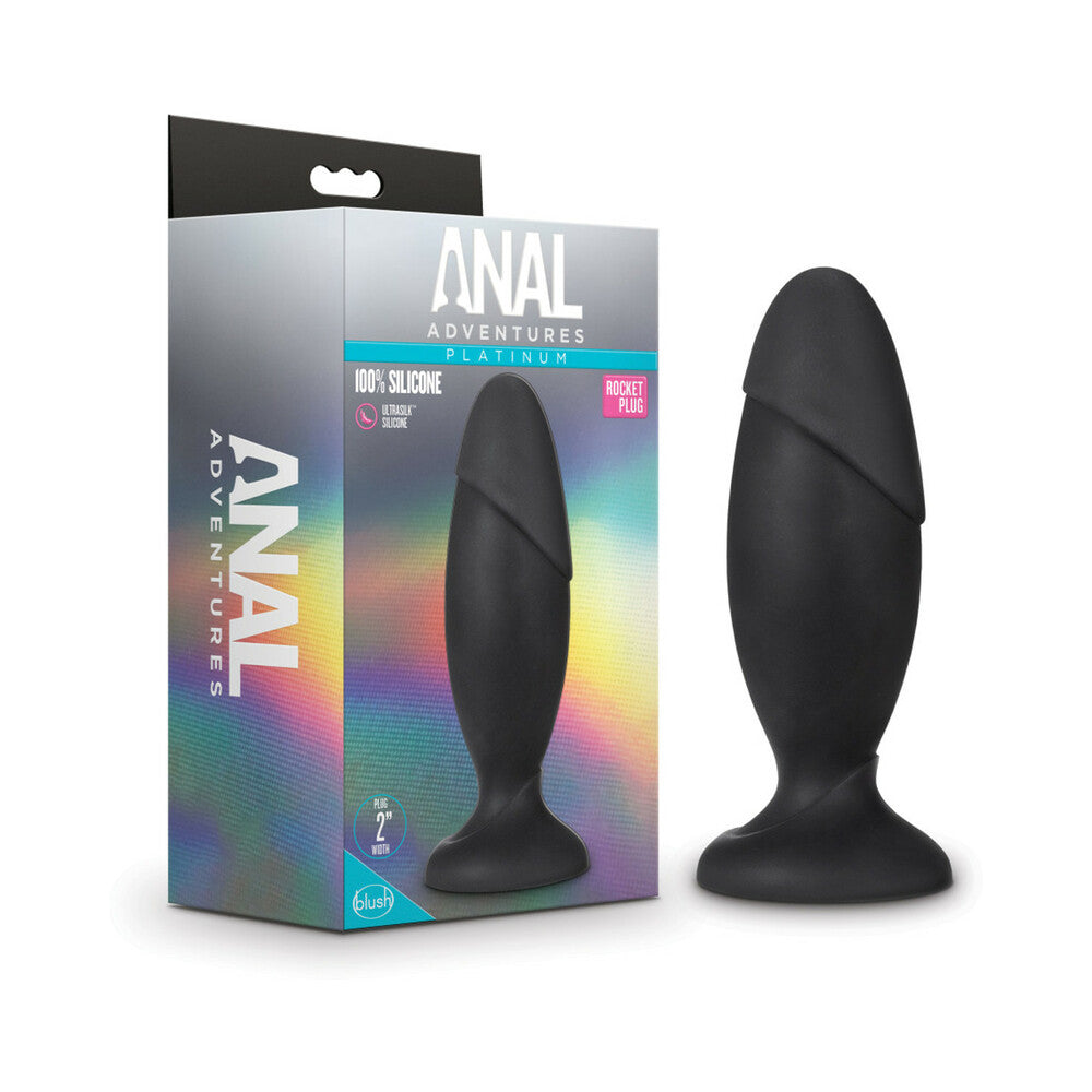 Anal Adventures Platinum Silicone Rocket Plug - Black