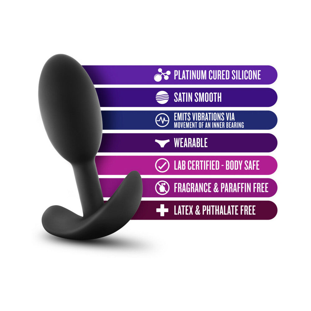 Anal Adventures Platinum Silicone Vibra Slim Plug Small - Black