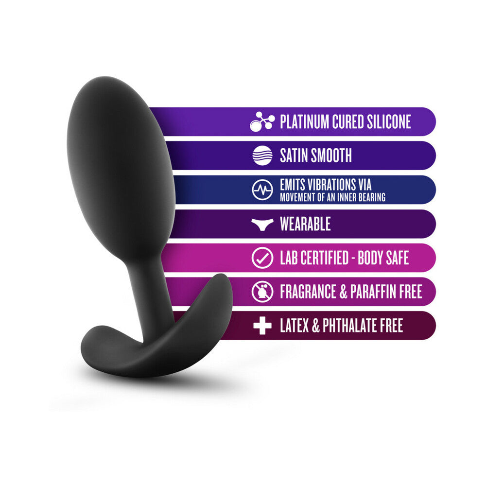 Anal Adventures Platinum Silicone Vibra Slim Plug Medium - Black