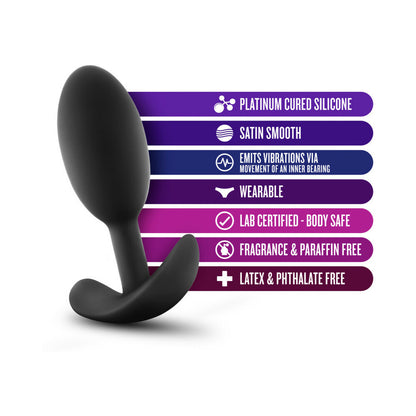 Anal Adventures Platinum Silicone Vibra Slim Plug Medium - Black