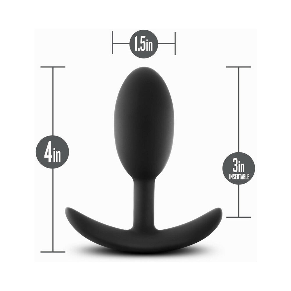 Anal Adventures Platinum Silicone Vibra Slim Plug Medium - Black