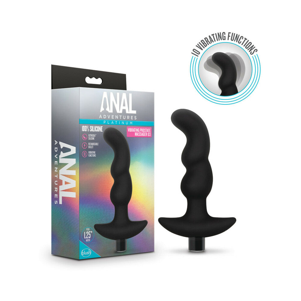 Anal Adventures Platinum Silicone Vibrating Prostate Massager 03 - Black