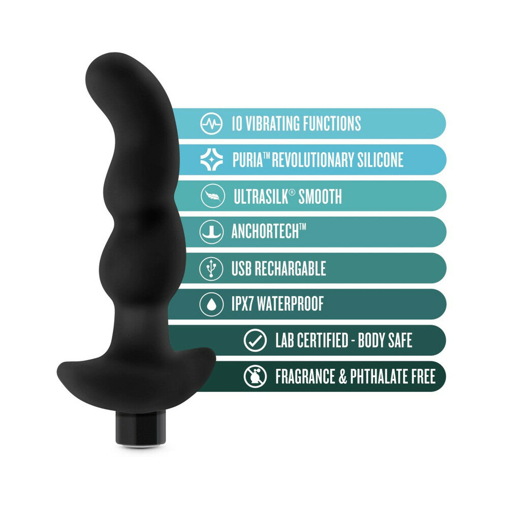 Anal Adventures Platinum Silicone Vibrating Prostate Massager 03 - Black