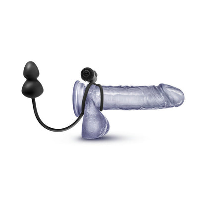 Anal Adventures Platinum Silicone Anal Plug With Vibrating C Ring - Black