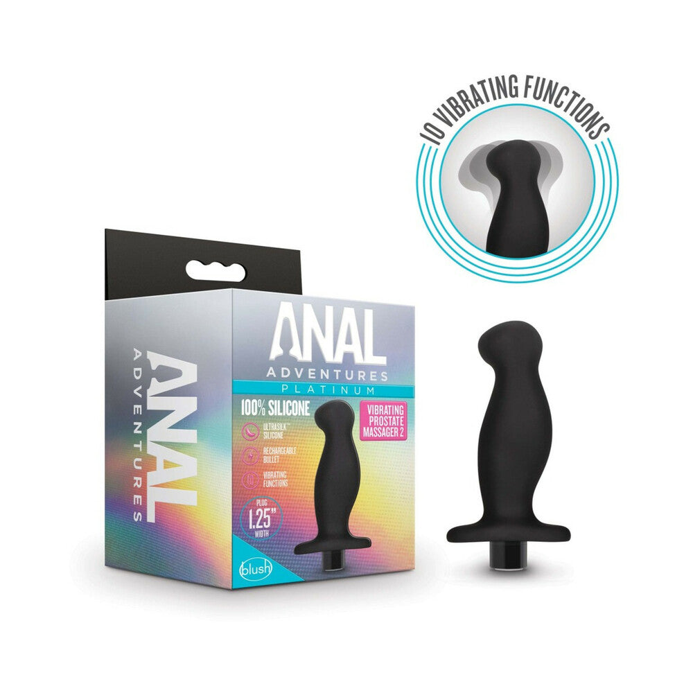 Anal Adventures Platinum Silicone Vibrating Prostate Massager 02 -Black