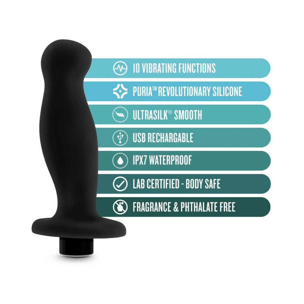 Anal Adventures Platinum Silicone Vibrating Prostate Massager 02 -Black