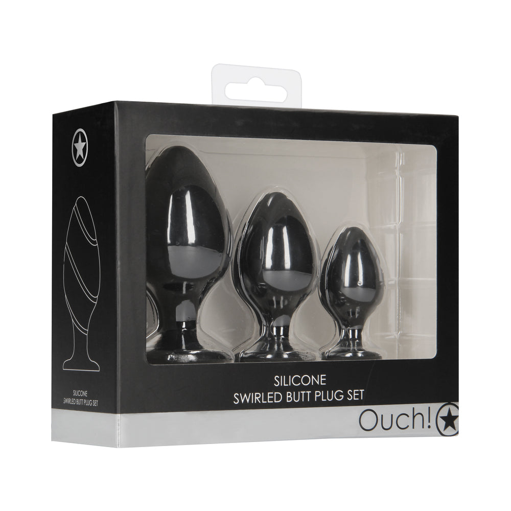 Ouch Swirled Butt Plug Set Black