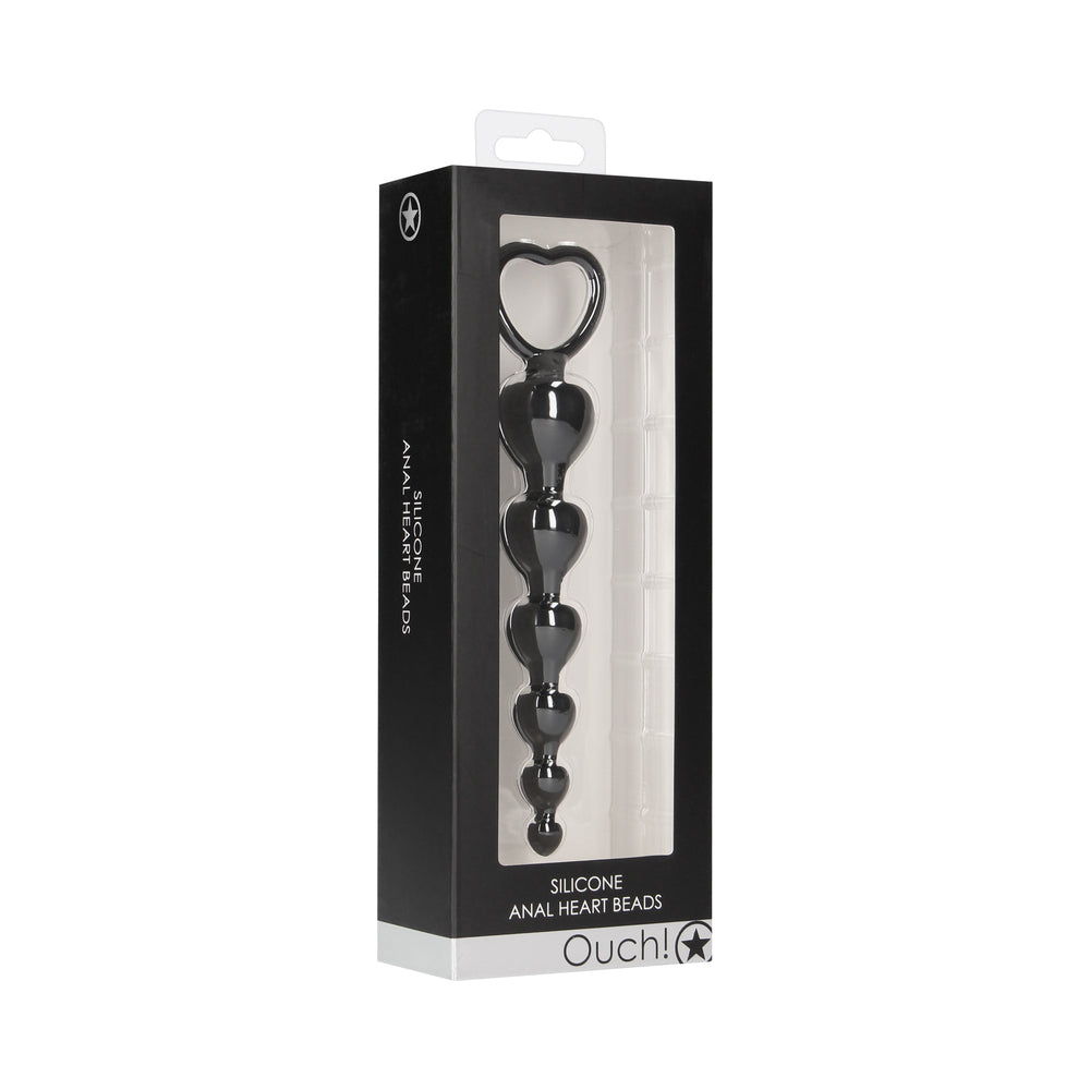 Ouch Anal Heart Beads Black