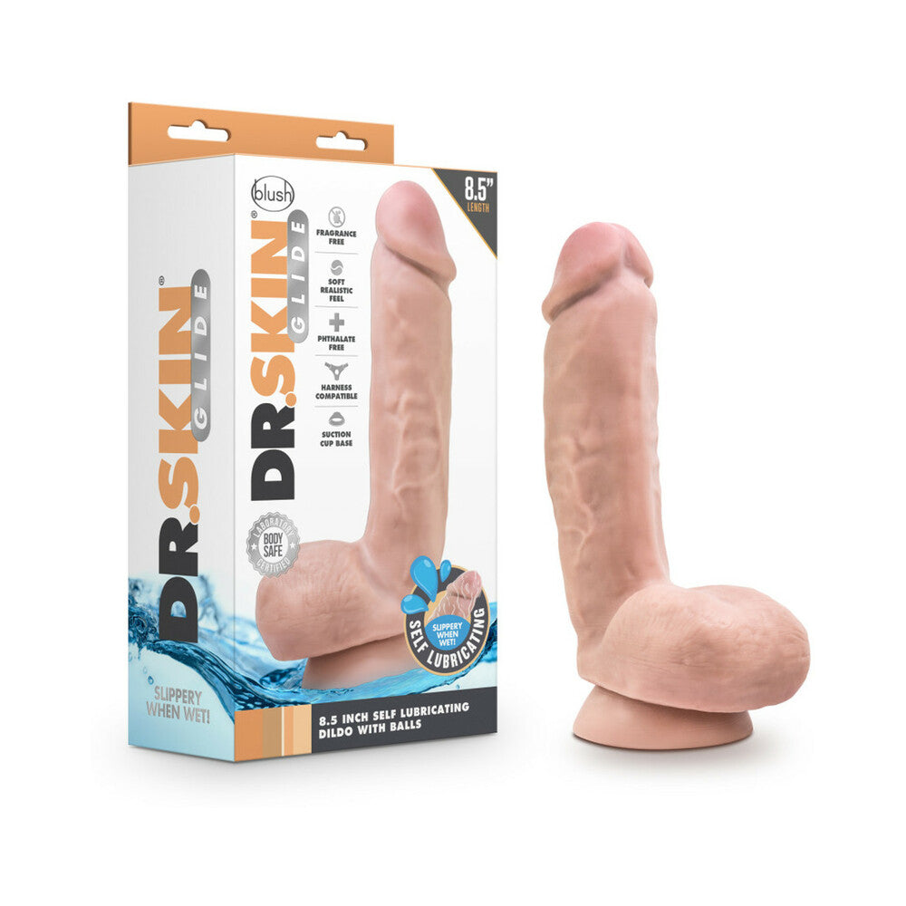 Dr. Skin Glide 8.5&quot; Self-Lubricating Dildo With Balls