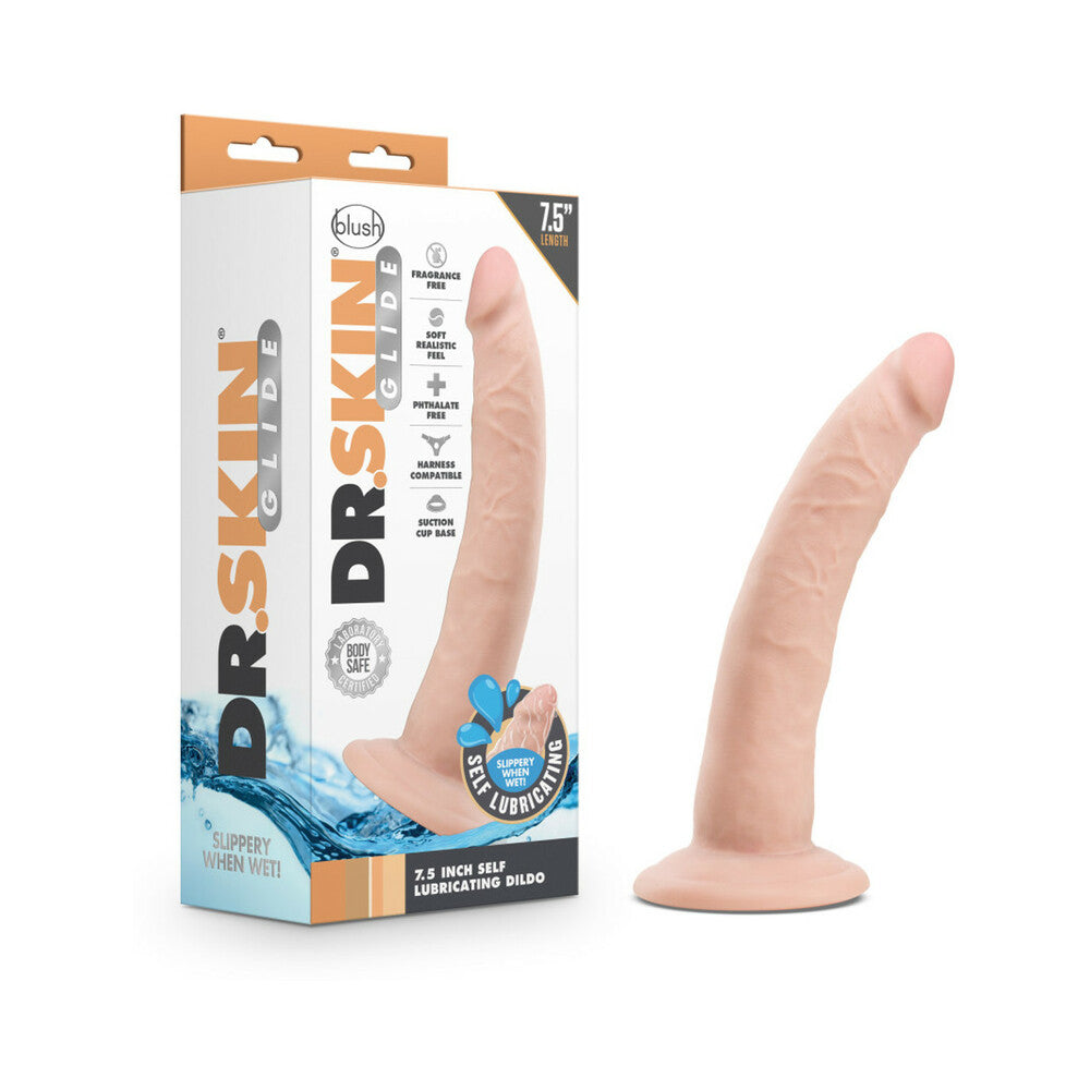 Dr. Skin Glide 7.5&quot; Self-Lubricating Dildo Vanilla