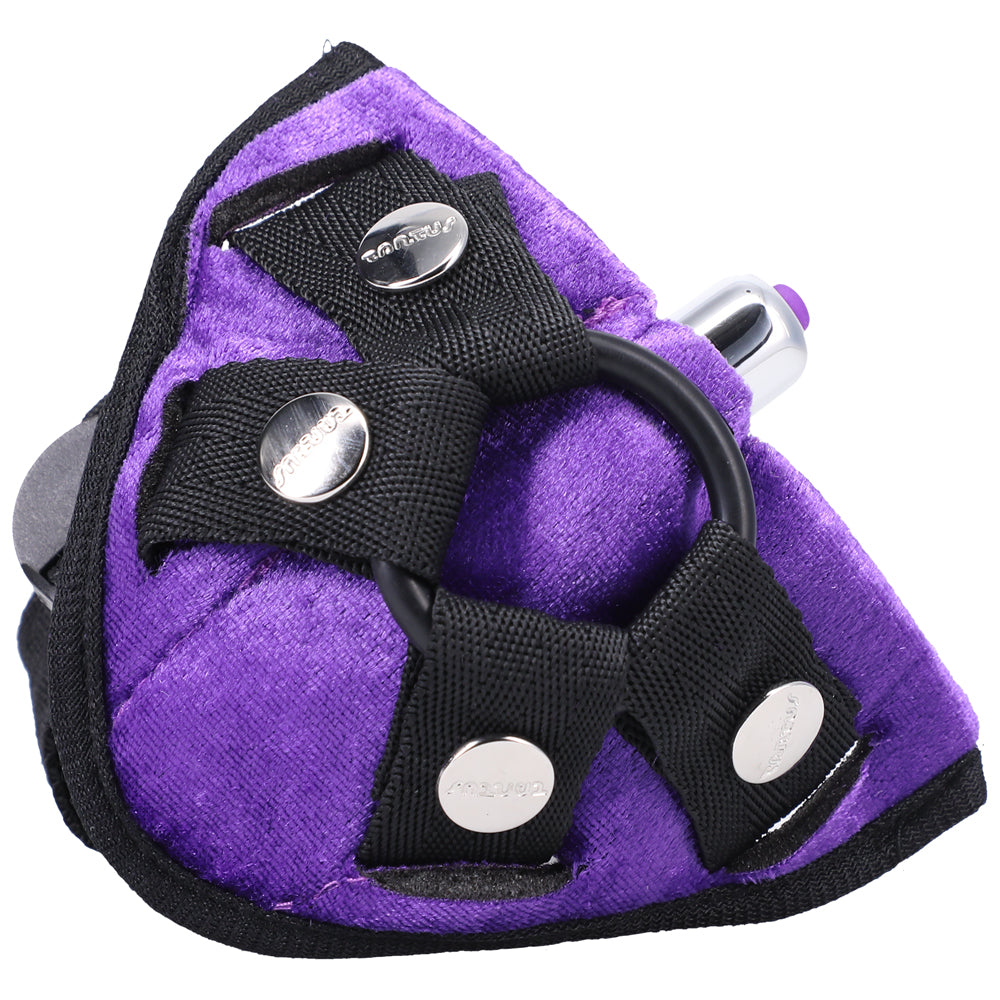 Tantus Velvet Vibrating Harness - Purple