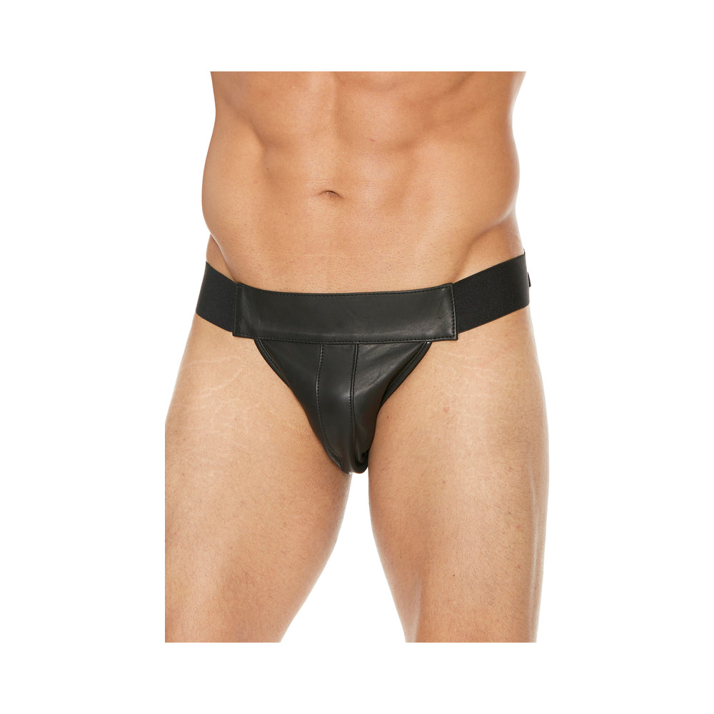 Premium Leather Plain Front With Zip Jock S/M Black