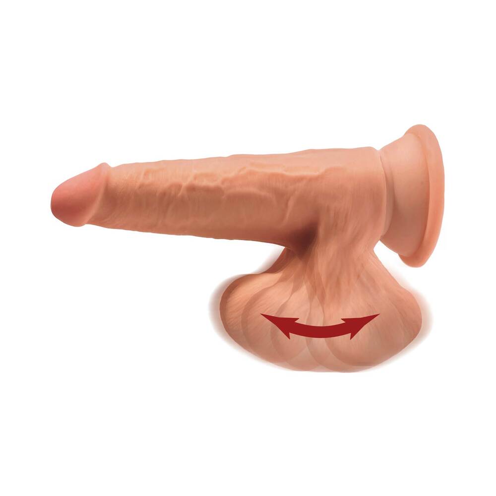 King Cock Plus 7 In. Triple Density Cock With Swinging Balls Tan