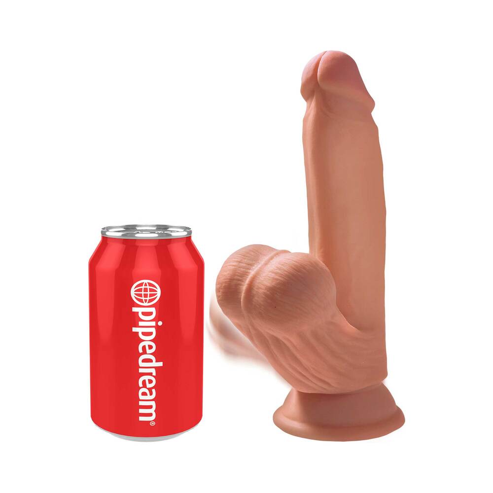 King Cock Plus 7 In. Triple Density Cock With Swinging Balls Tan