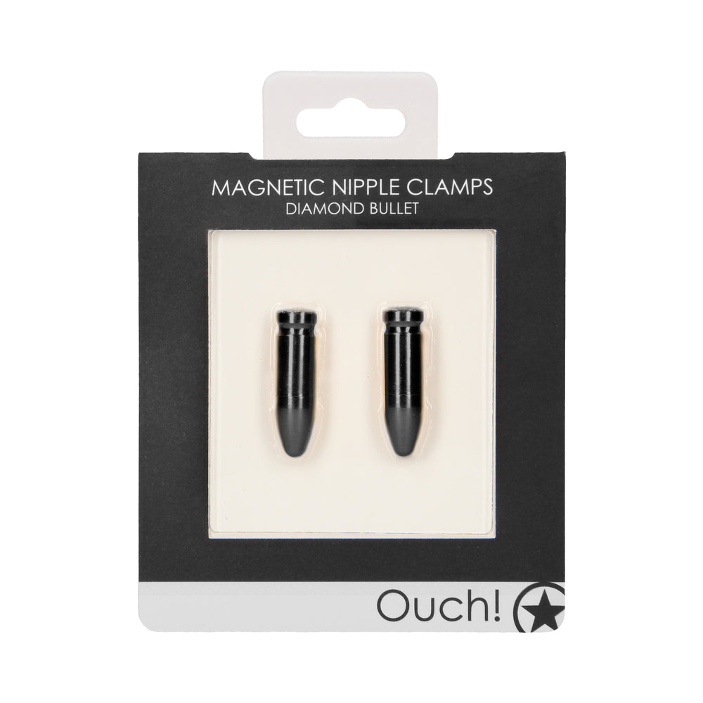 Ouch Magnetic Nipple Clamps - Diamond Bullet - Black