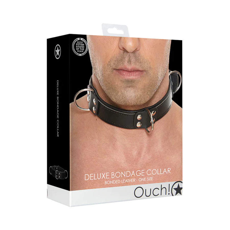 Ouch Deluxe Bondage Collar - One Size - Black